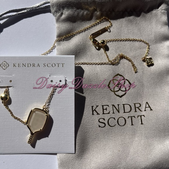 ✨Kendra Scott Pickleball Gold Short Pendant Necklace Ivory Mother-of-Pearl New✨ - Picture 2 of 7